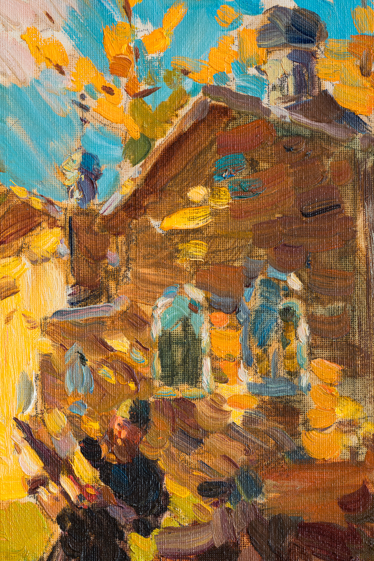 Этюд "Золотая осень в Коневском скиту. Валаам.", художник Юрий Кротов, 2014 год