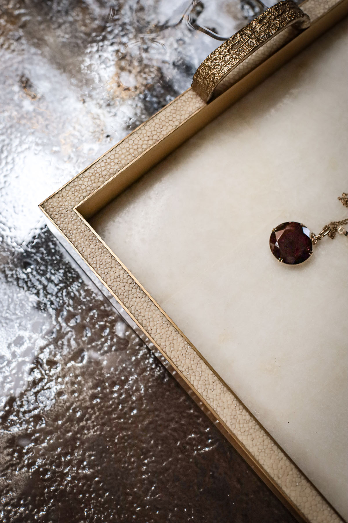 Поднос, горный хрусталь, латунь, Ginger Brown