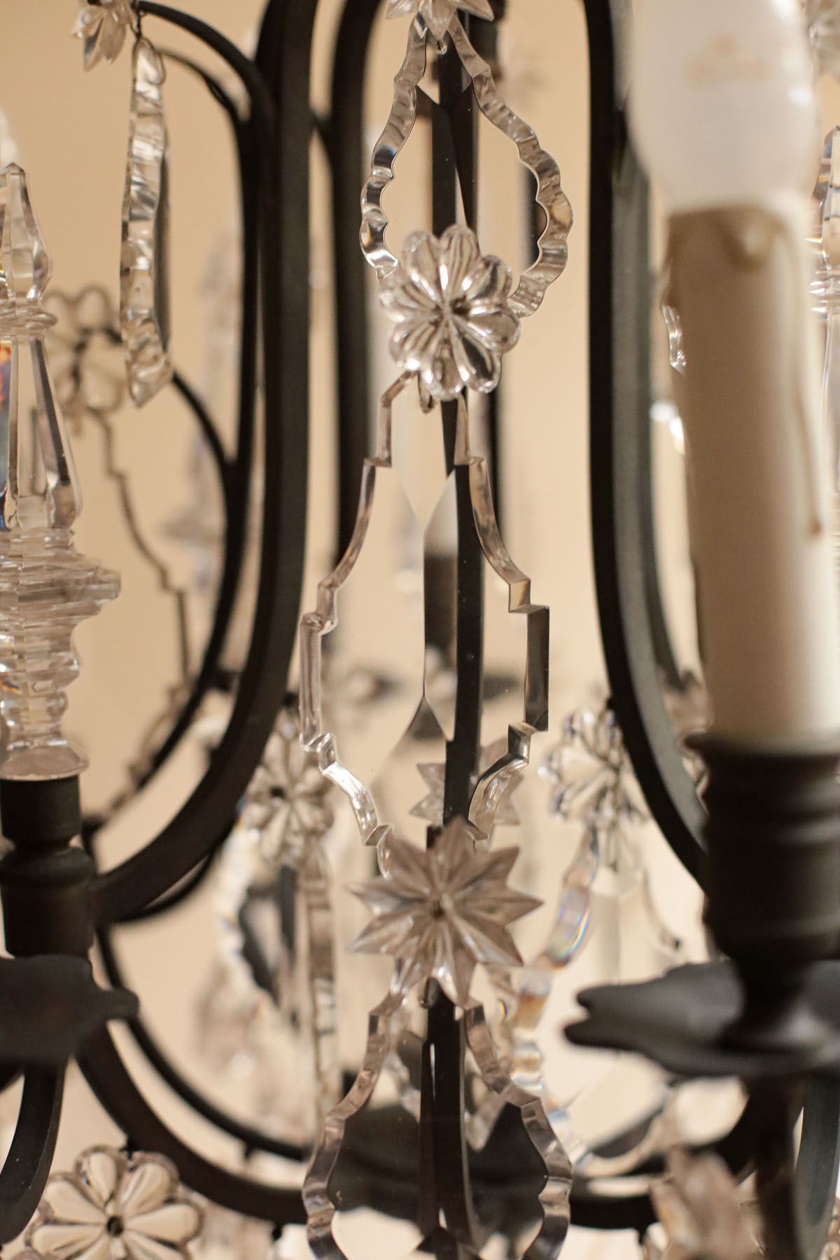 Люстра антикварная, бронза, хрусталь, Франция, начало XX века