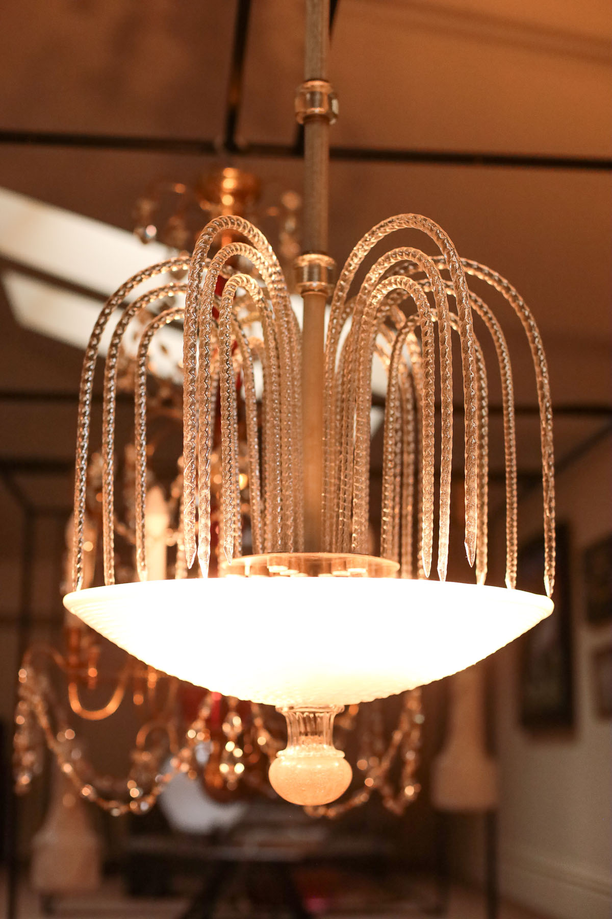 Люстра антикварная "Фонтан", Barovier, ар-деко, муранское стекло, Италия, 1940-е гг.