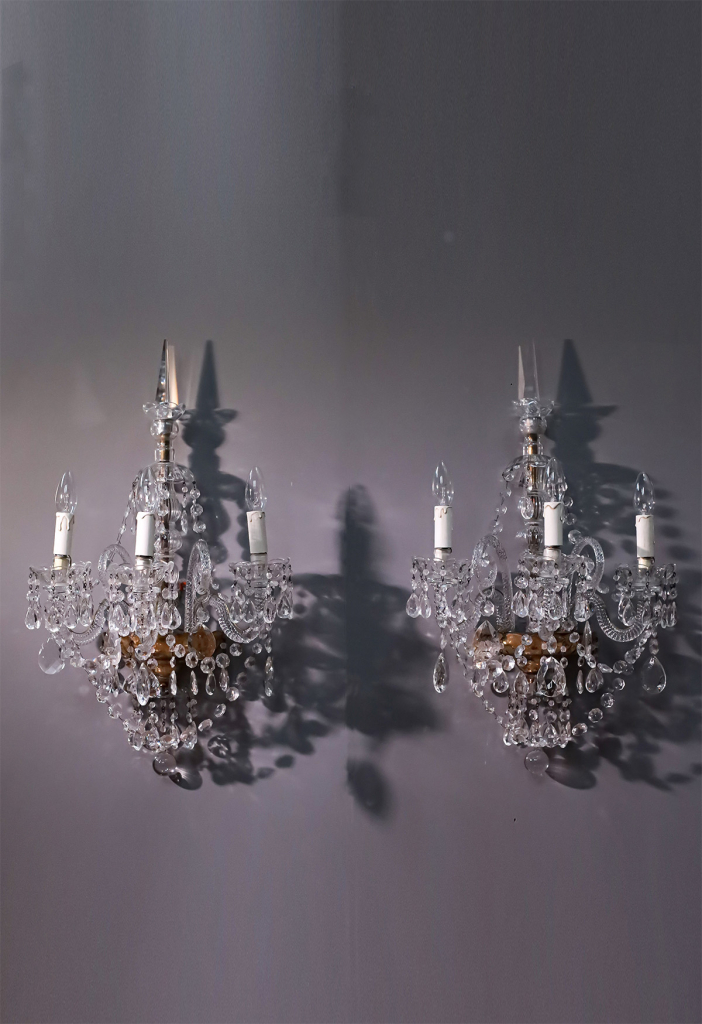 Бра антикварные, хрусталь, латунь, Франция, начало XX века