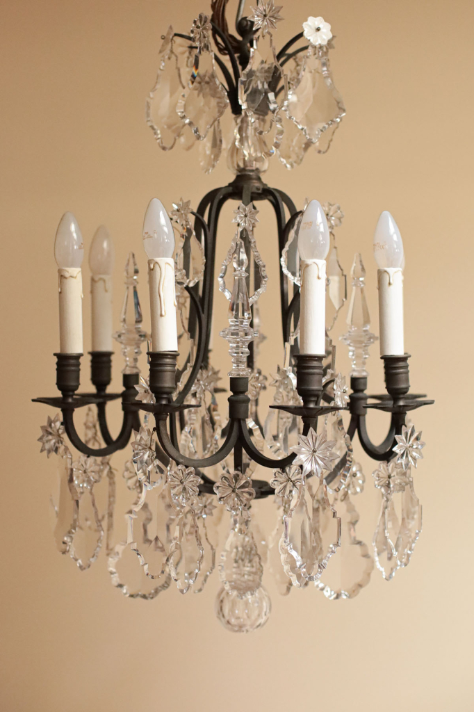 Люстра антикварная, бронза, хрусталь, Франция, начало XX века