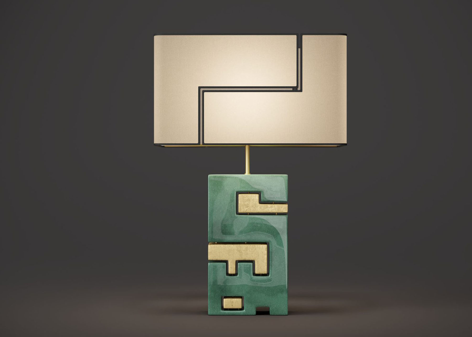 Лампа «1K», Maison Leleu, керамика, глазурь, сусальное золото, Франция