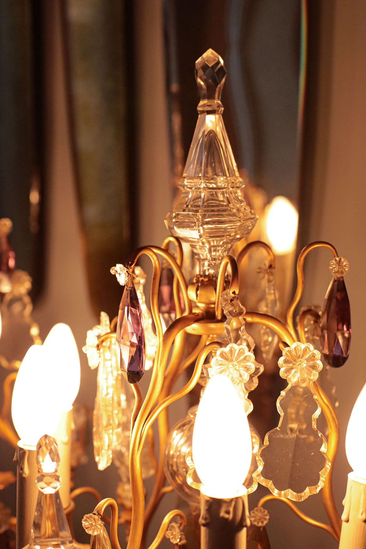 Жирандоли антикварные, цветной хрусталь, бронза, Франция, ок.1920 гг.