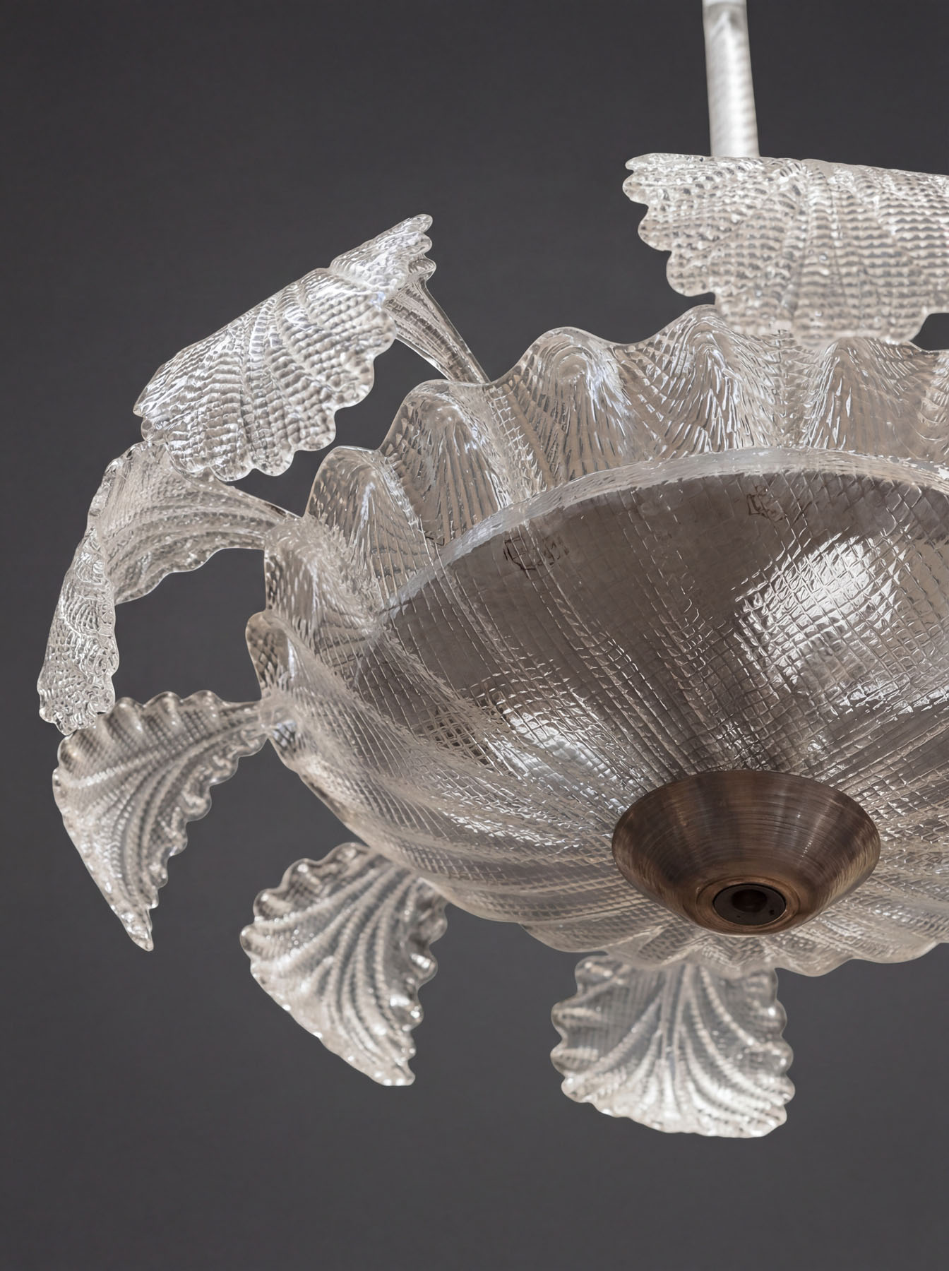 Люстра антикварная "Листья", в стиле Barovier, муранское стекло, Италия, первая половина XX века