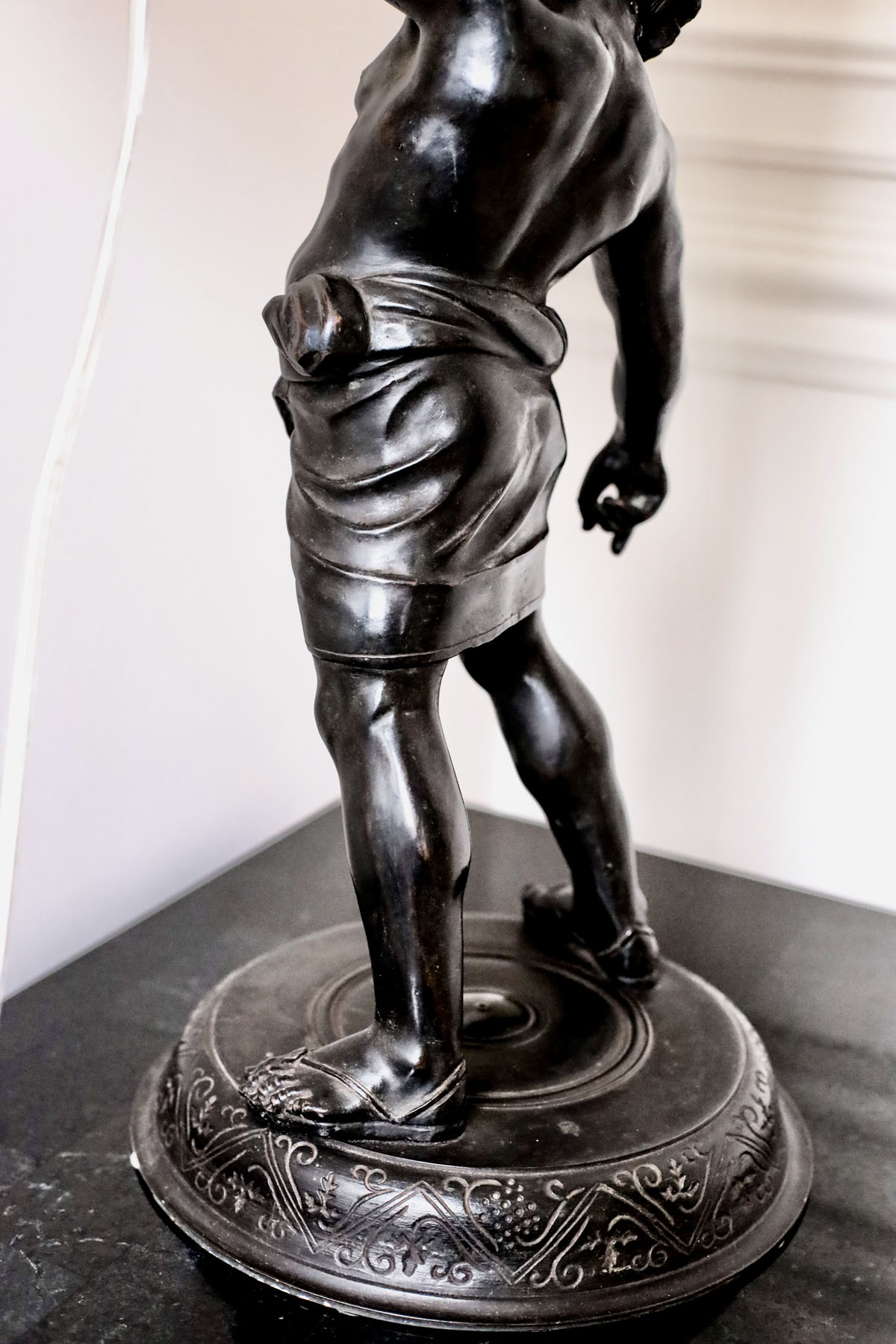 Антикварная скульптура (лампа) "Силен", Италия, конец XIX века (h 75см)