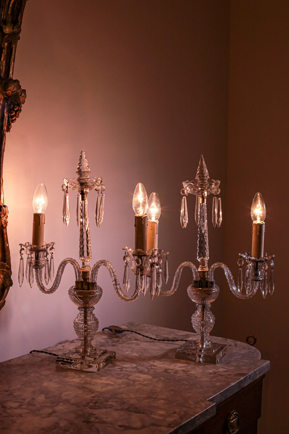 Светильники антикварные "Антуанетта", хрусталь, Франция, начало XX века
