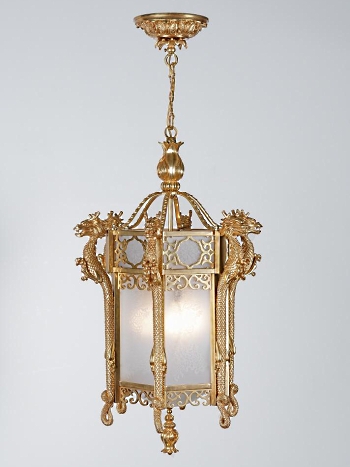 Люстра выполненная в виде пятигранного фонаря под старину, производство "Частная Резиденция"