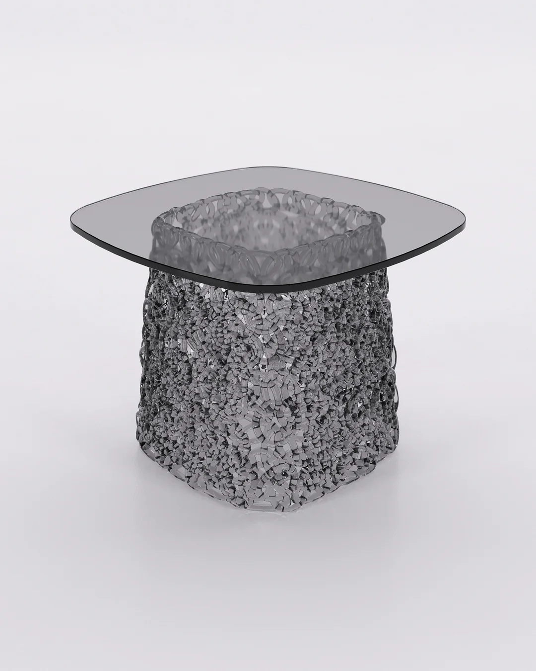 Столик кофейный Macrame, дымчатое стекло, высота 40 см, Fiam