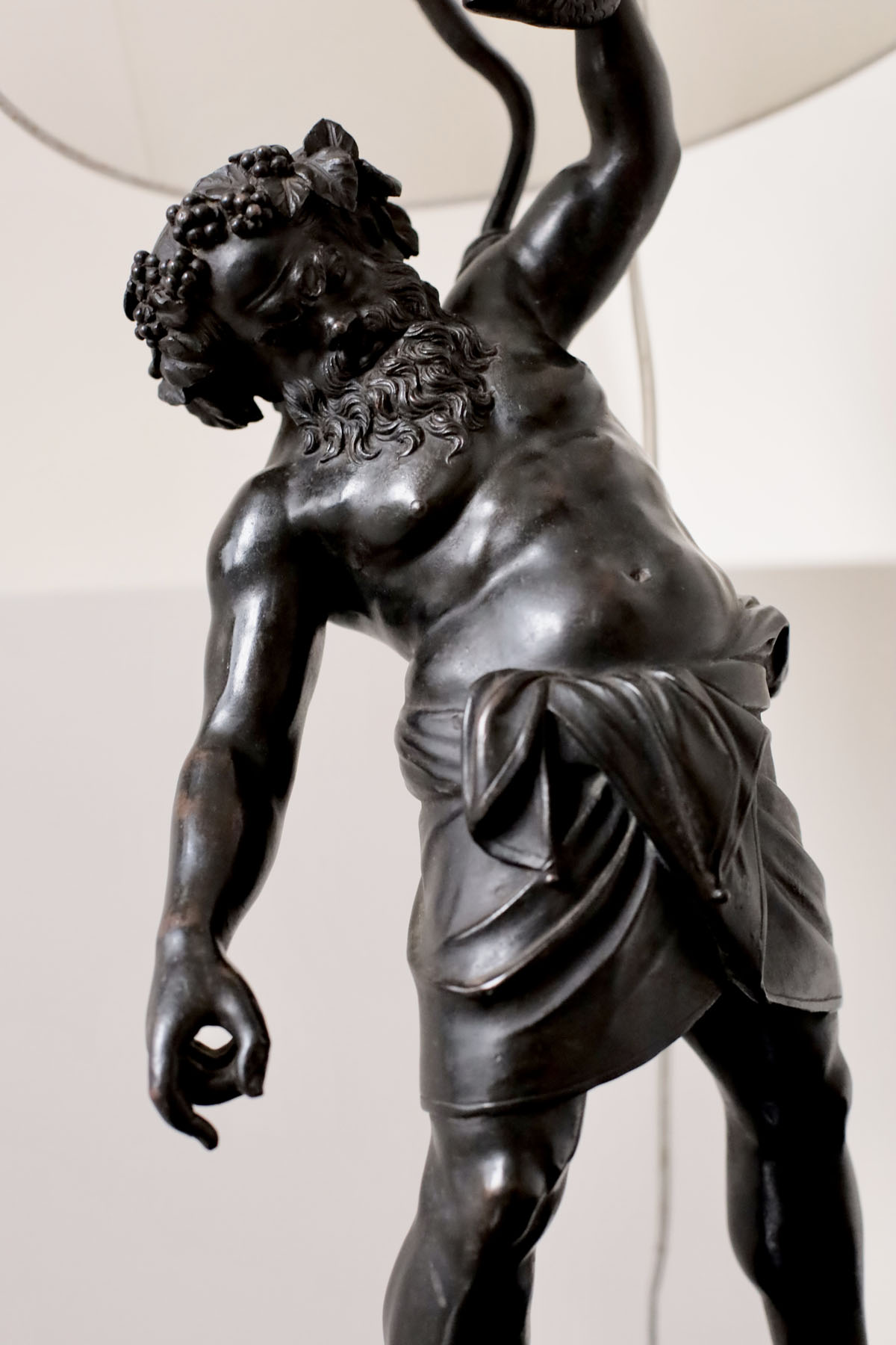 Антикварная скульптура (лампа) "Силен", Италия, конец XIX века (h 75см)