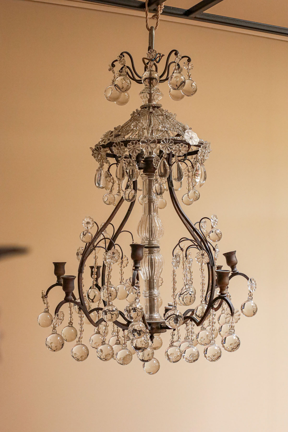 Люстра антикварная, бронза, стекло, Франция, начало XX века