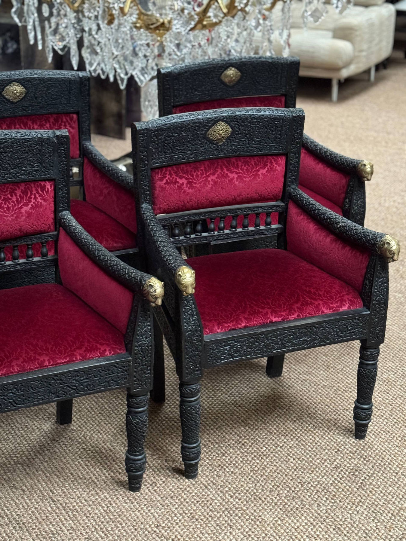 Кресла винтажные, дерево, латунь, Индия