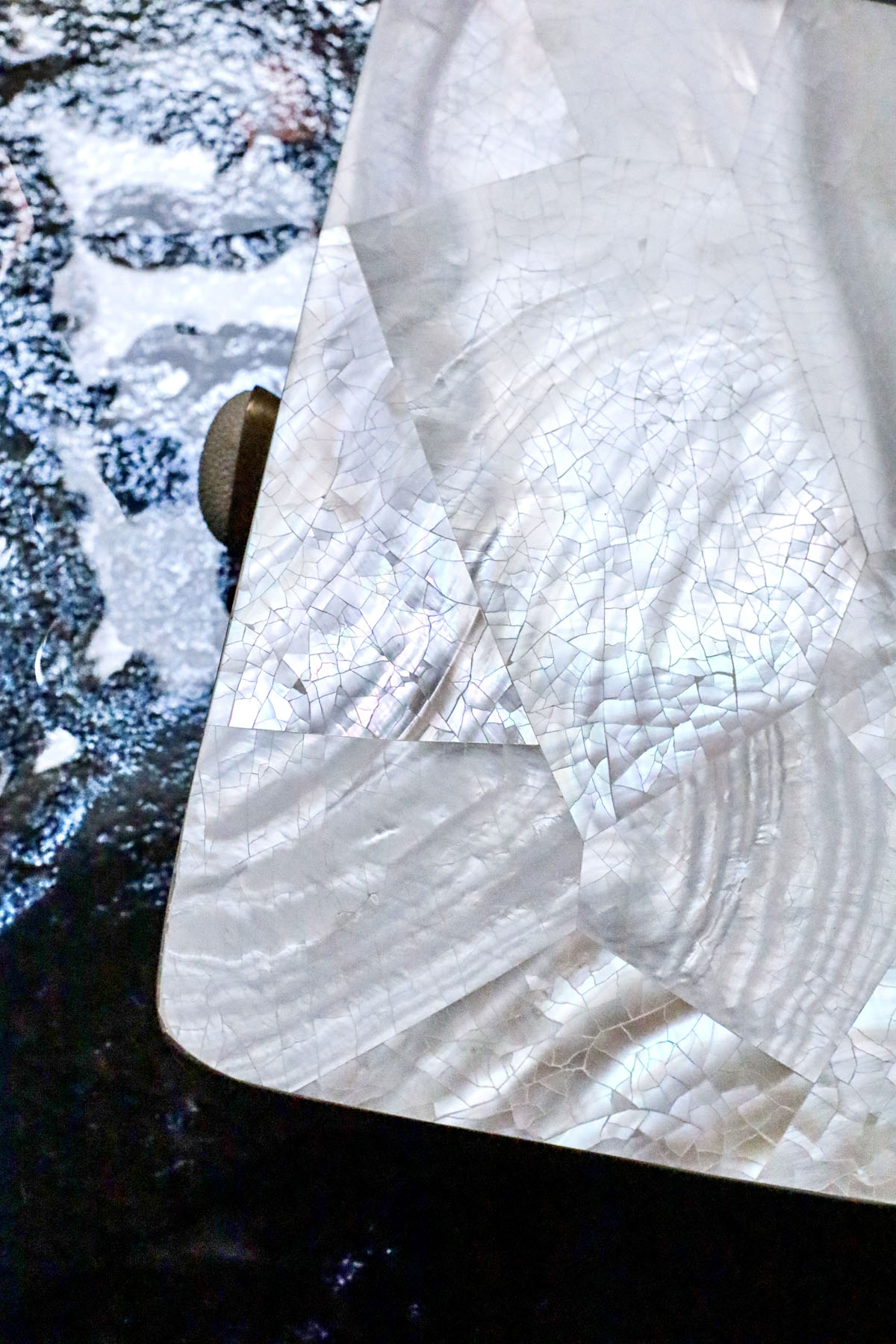 Шкатулка для украшений S, перламутр, кожа ската, латунь, Ginger Brown 