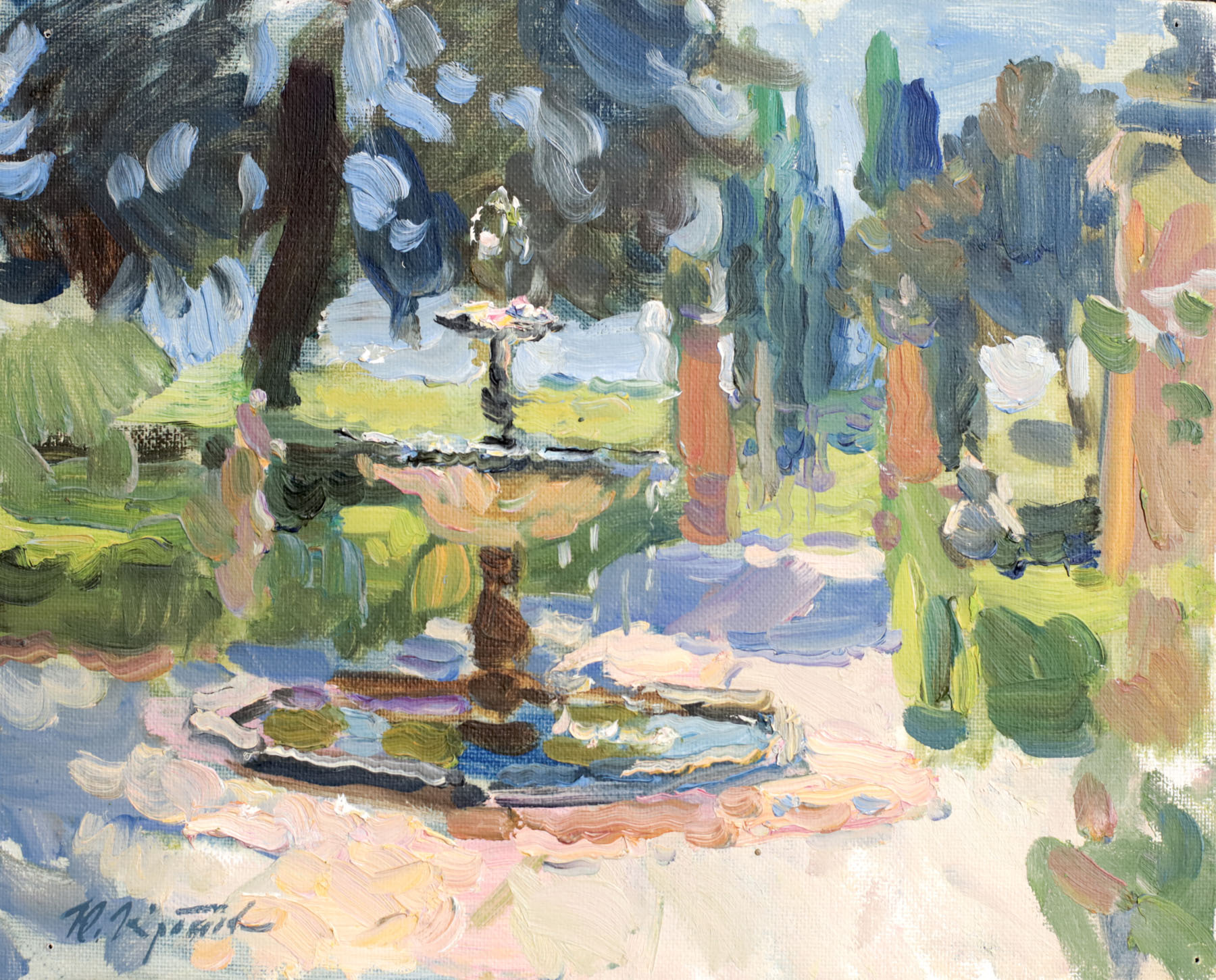 Этюд «Итальянский дворик», художник Юрий Кротов, 2015 год.
