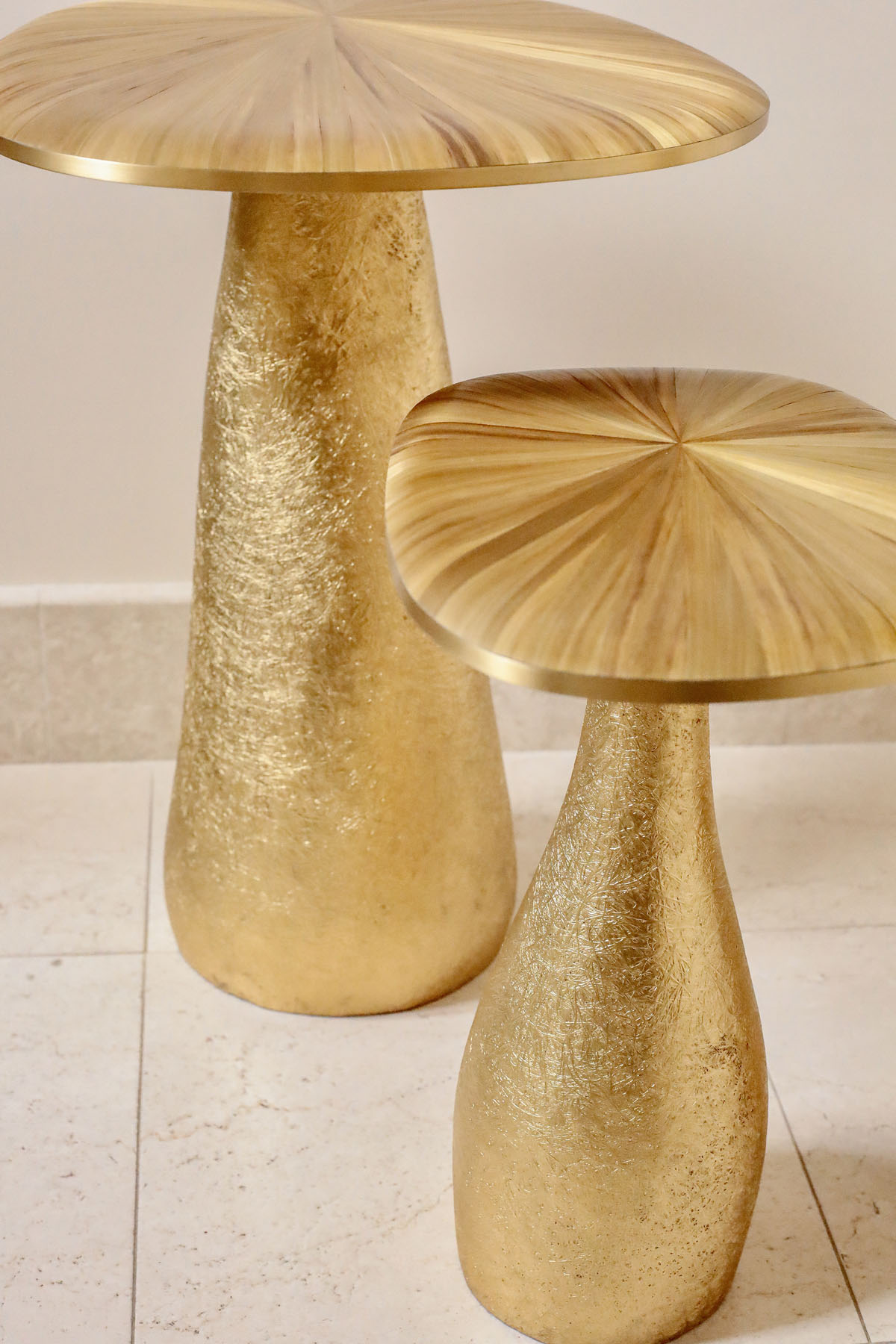 Приставной столик S, мозаика, латунь, стекловолокно, Ginger Brown