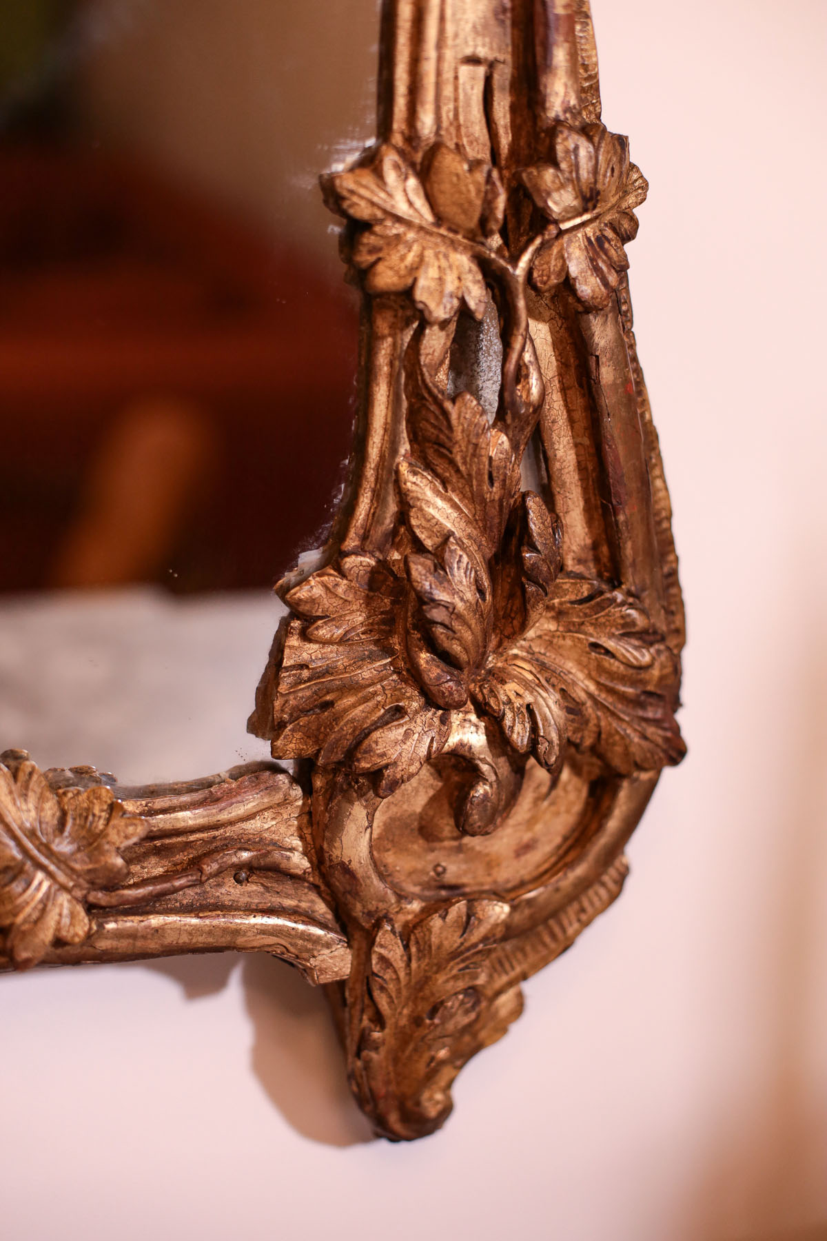 Зеркало антикварное, дерево, сусальное золото, Франция, XVIII век