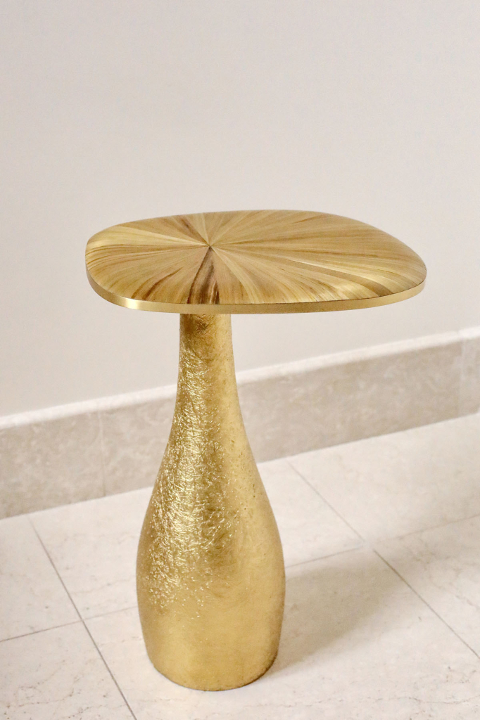 Приставной столик S, мозаика, латунь, стекловолокно, Ginger Brown