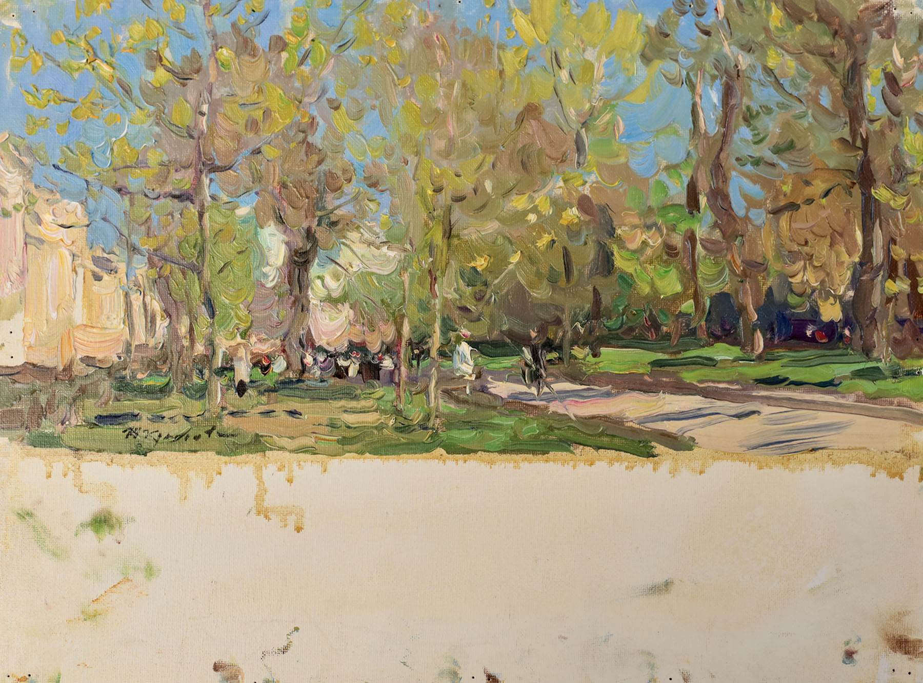 Этюд «Чистопрудный бульвар», художник Юрий Кротов, 2024 год.