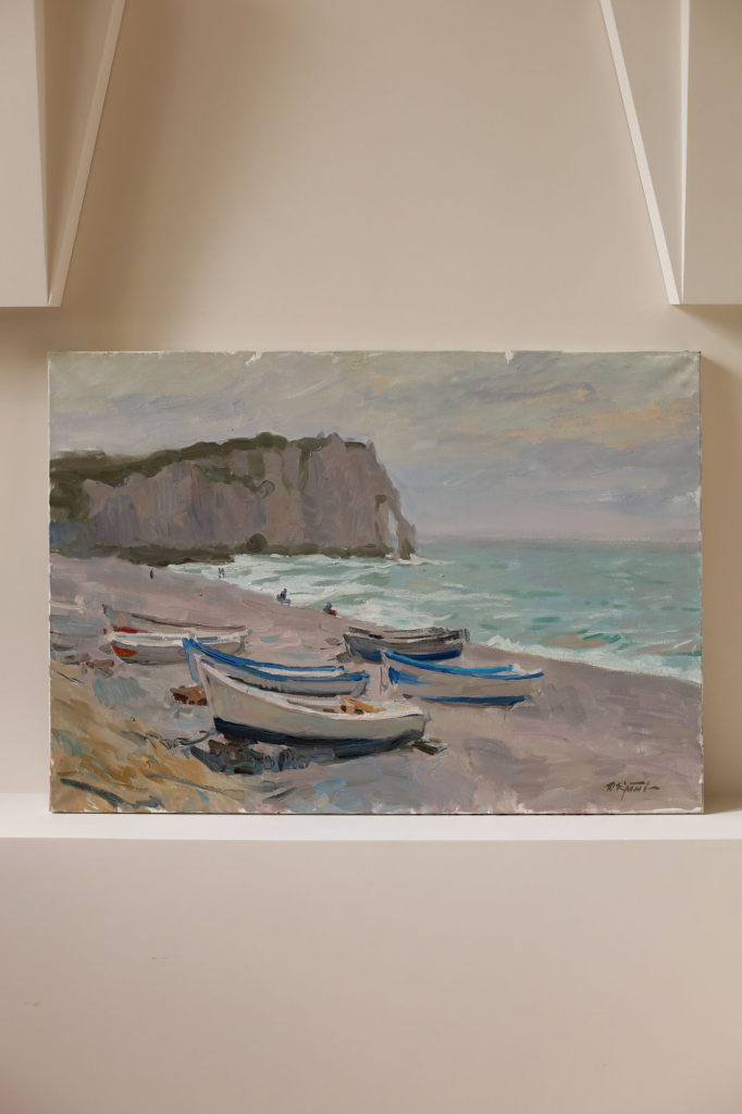 Картина «Лодки на берегу. Etretat»,  художник Юрий Кротов, 2013 год.