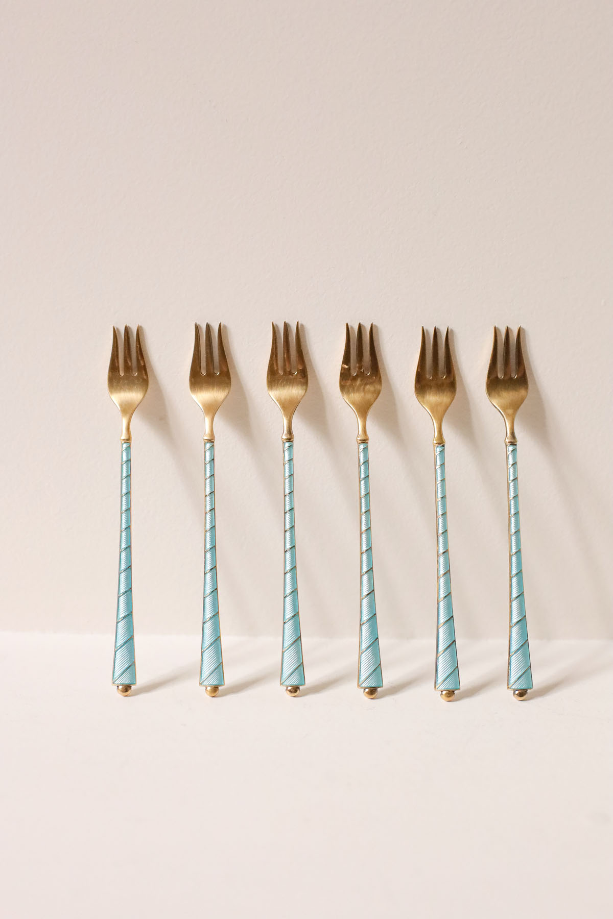 Фруктовые вилки в футляре, Egon Lauridsen, серебро, эмаль, 1936-1966 гг.