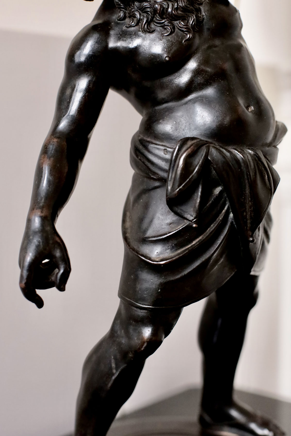 Антикварная скульптура (лампа) "Силен", Италия, конец XIX века (h 75см)