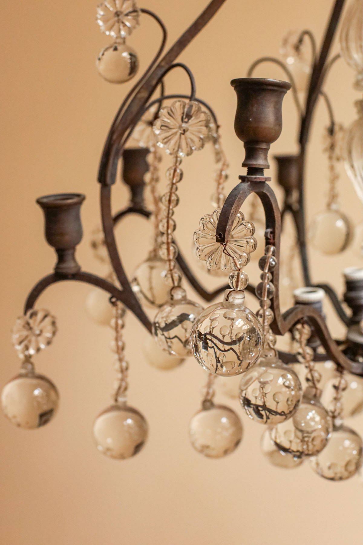 Люстра антикварная, бронза, стекло, Франция, начало XX века