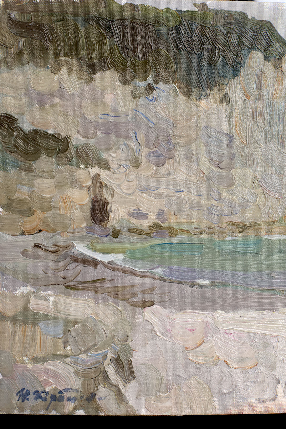 Этюд «Белая лодка. Ипорт, Франция», художник Юрий Кротов, 2012 год.