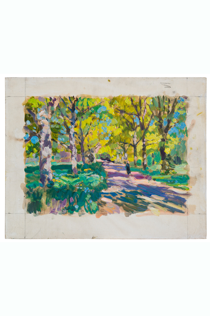 Этюд "Дубовая аллея в мае. Валаам", художник Юрий Кротов, 2014 год