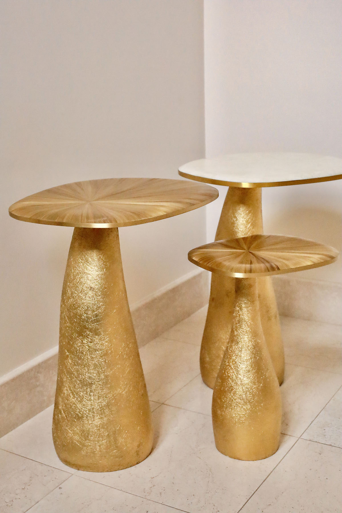 Приставной столик S, мозаика, латунь, стекловолокно, Ginger Brown