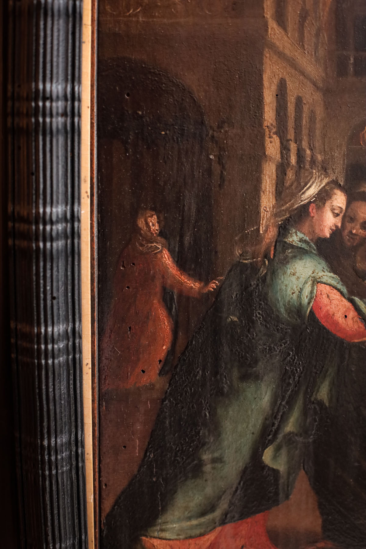 Картина "Встреча Богородицы и Елизаветы", подпись Carlo Chignani, масло, дерево, Италия, 17 век