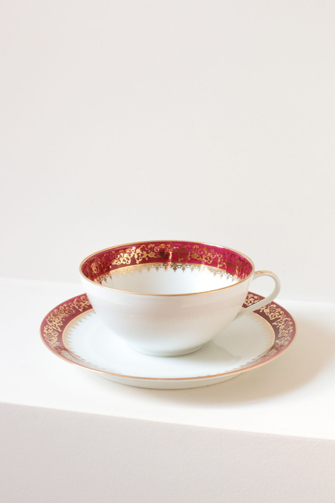 Бульонница, лиможский фарфор, золочение, Франция, 1950-гг.