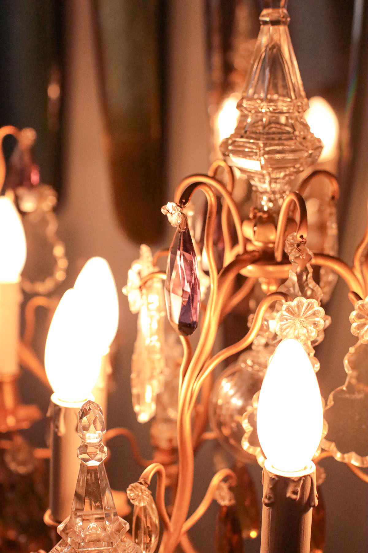 Жирандоли антикварные, цветной хрусталь, бронза, Франция, ок.1920 гг.