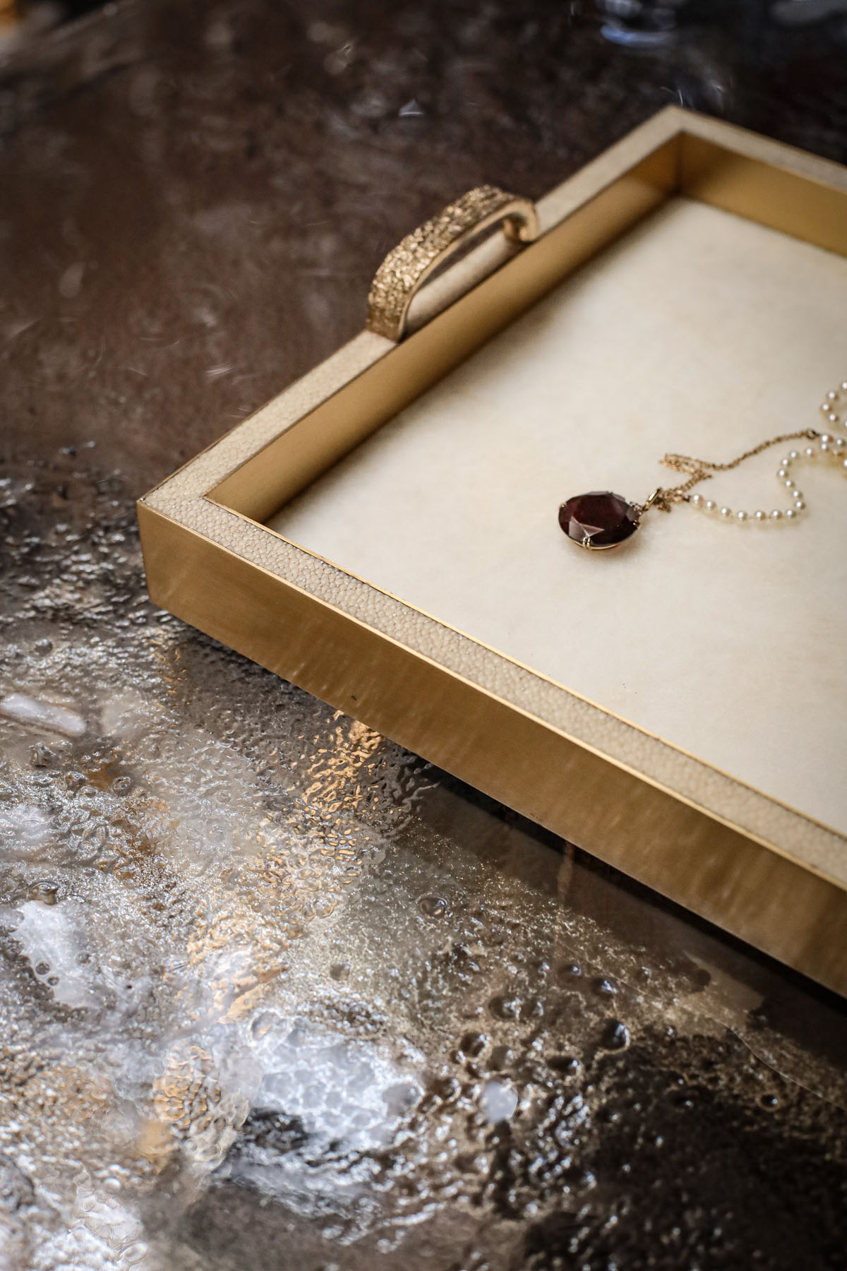 Поднос, горный хрусталь, латунь, Ginger Brown