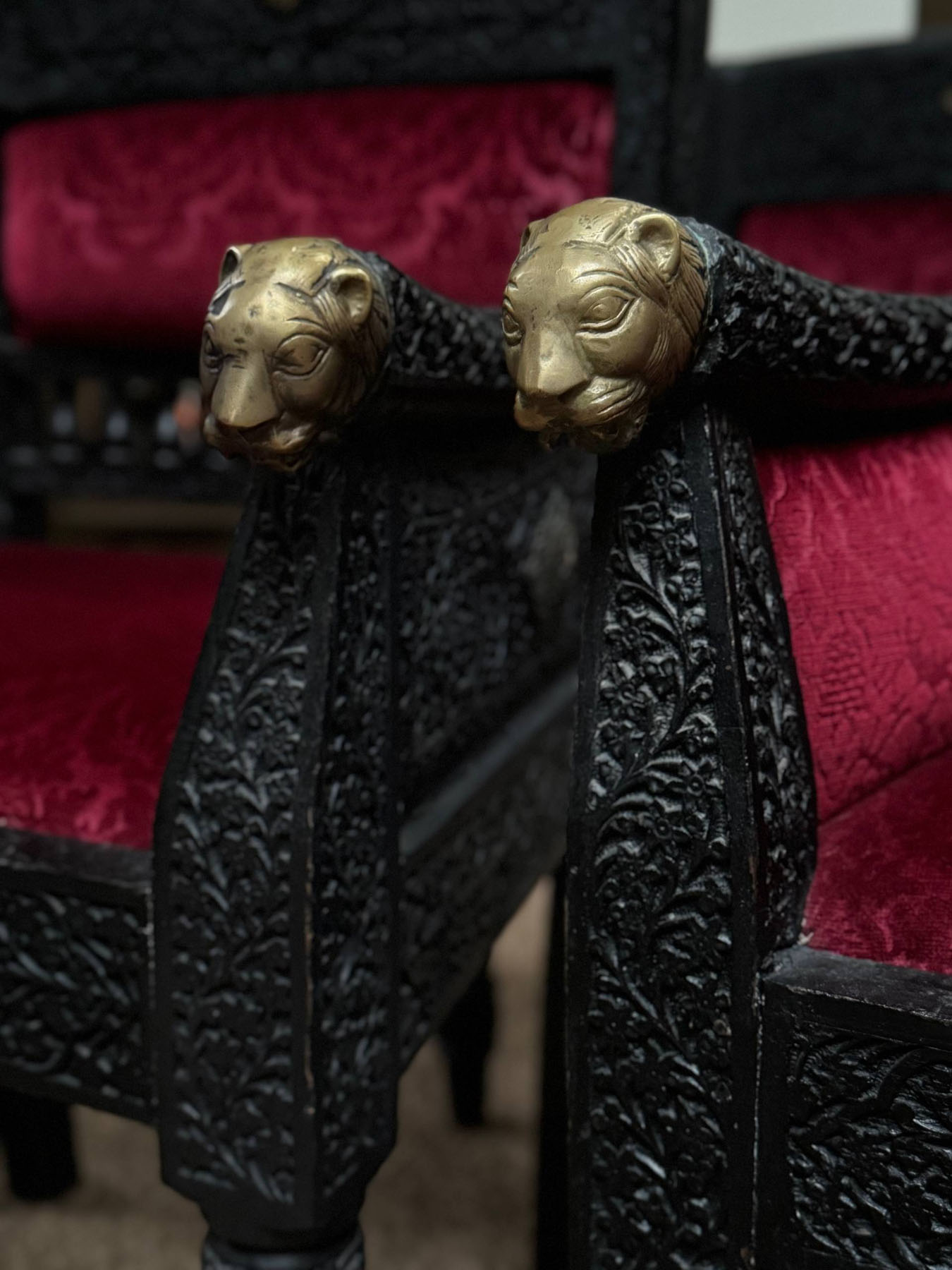 Кресла винтажные, дерево, латунь, Индия