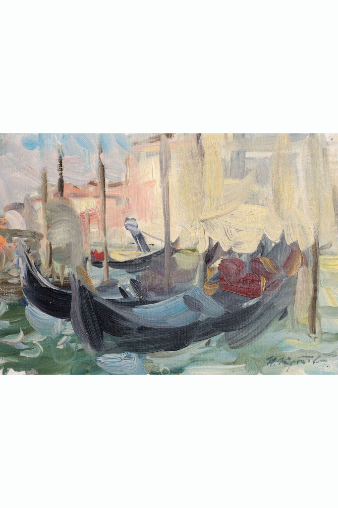 Этюд «Венеция. Гондолы», художник Юрий Кротов, 2018 год.