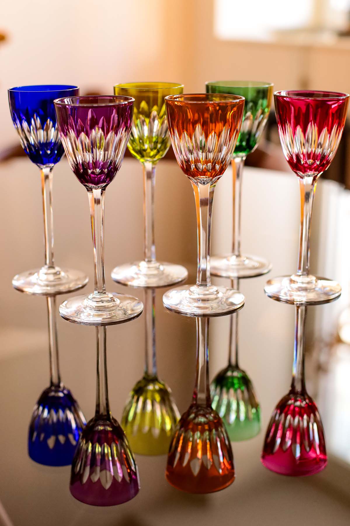 Бокалы цветные, хрусталь, Baccarat, Франция, середина XX века