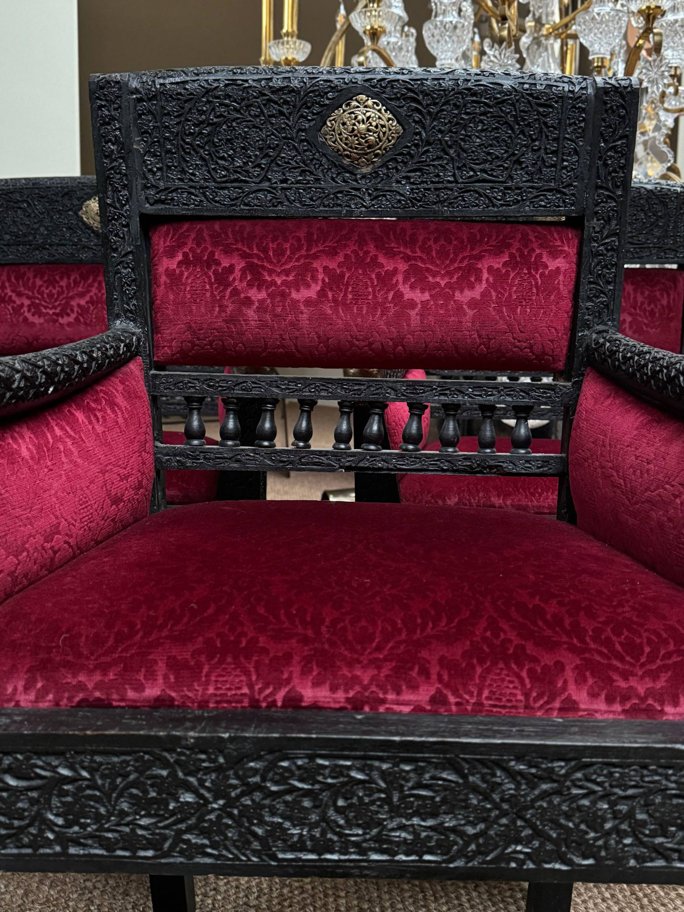 Кресла винтажные, дерево, латунь, Индия