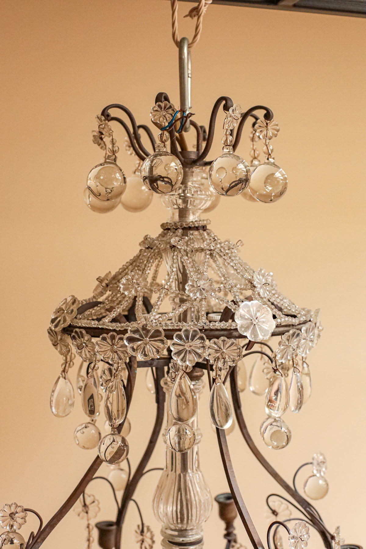 Люстра антикварная, бронза, стекло, Франция, начало XX века