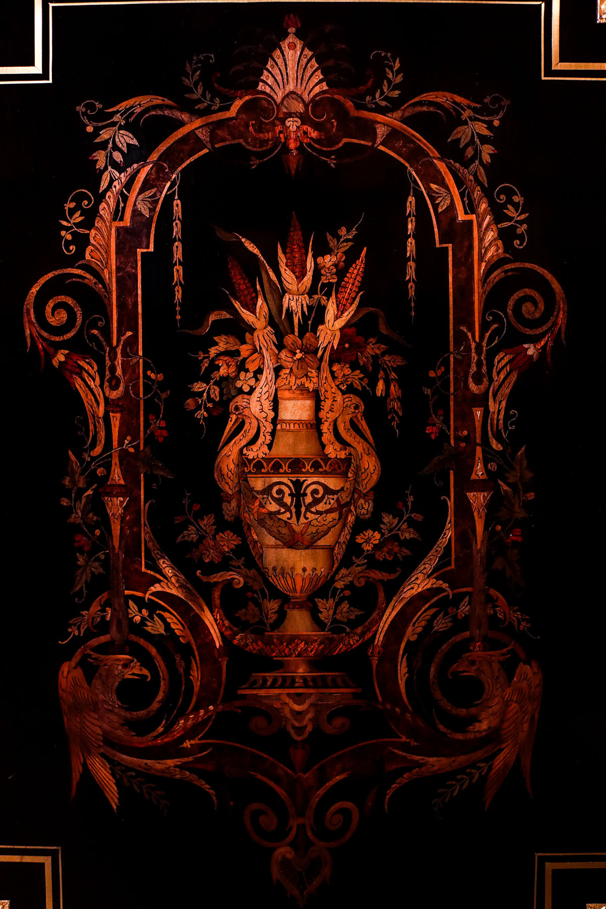 Антикварный буфет, маркетри, мрамор, стиль Наполеона III, конец XIX века