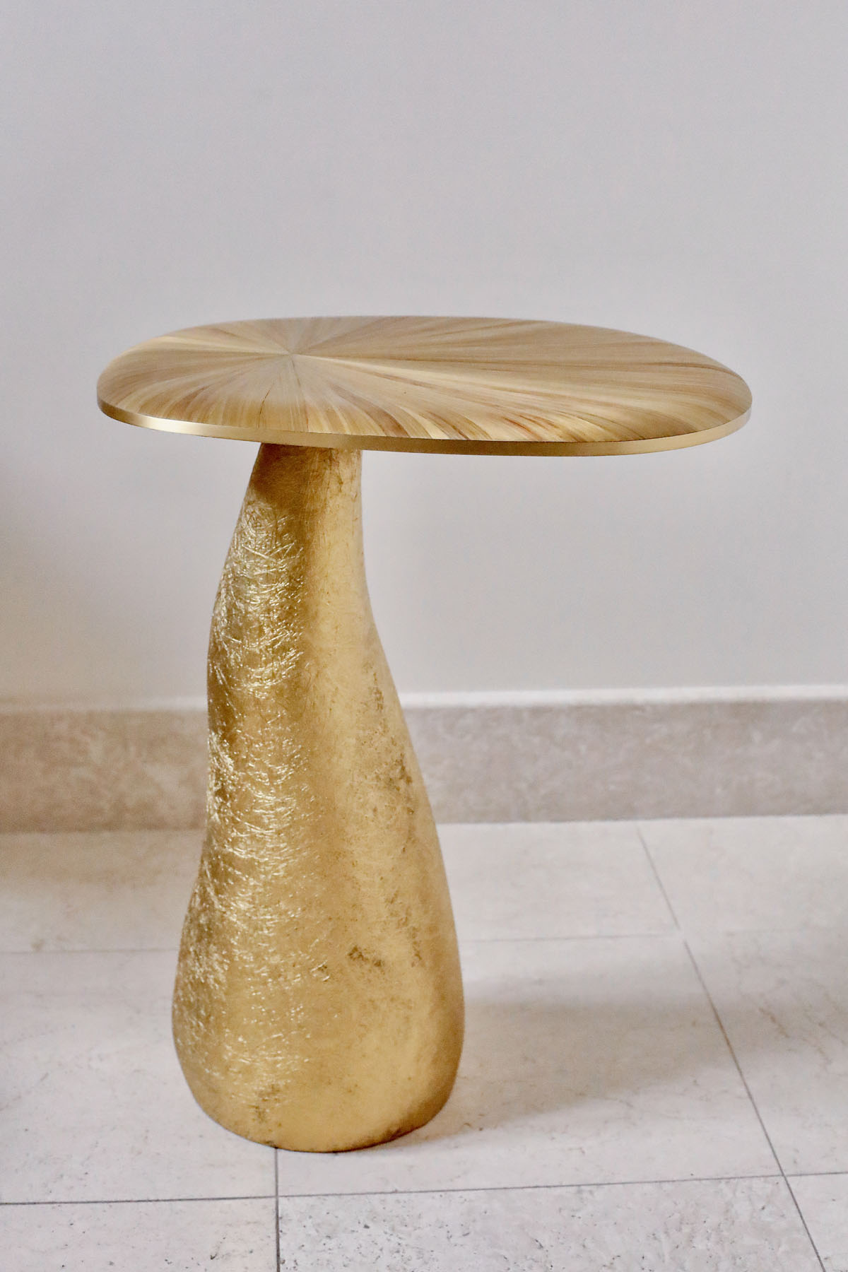 Приставной столик L, мозаика, латунь, стекловолокно, Ginger Brown