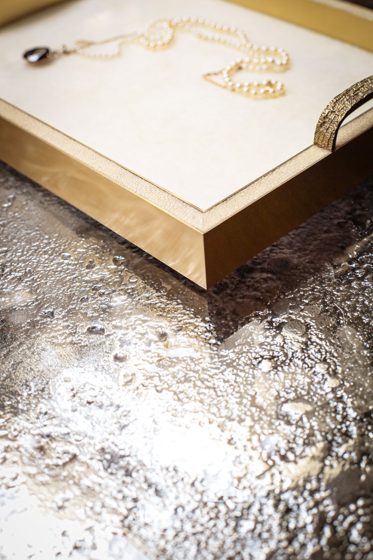 Поднос, горный хрусталь, латунь, Ginger Brown