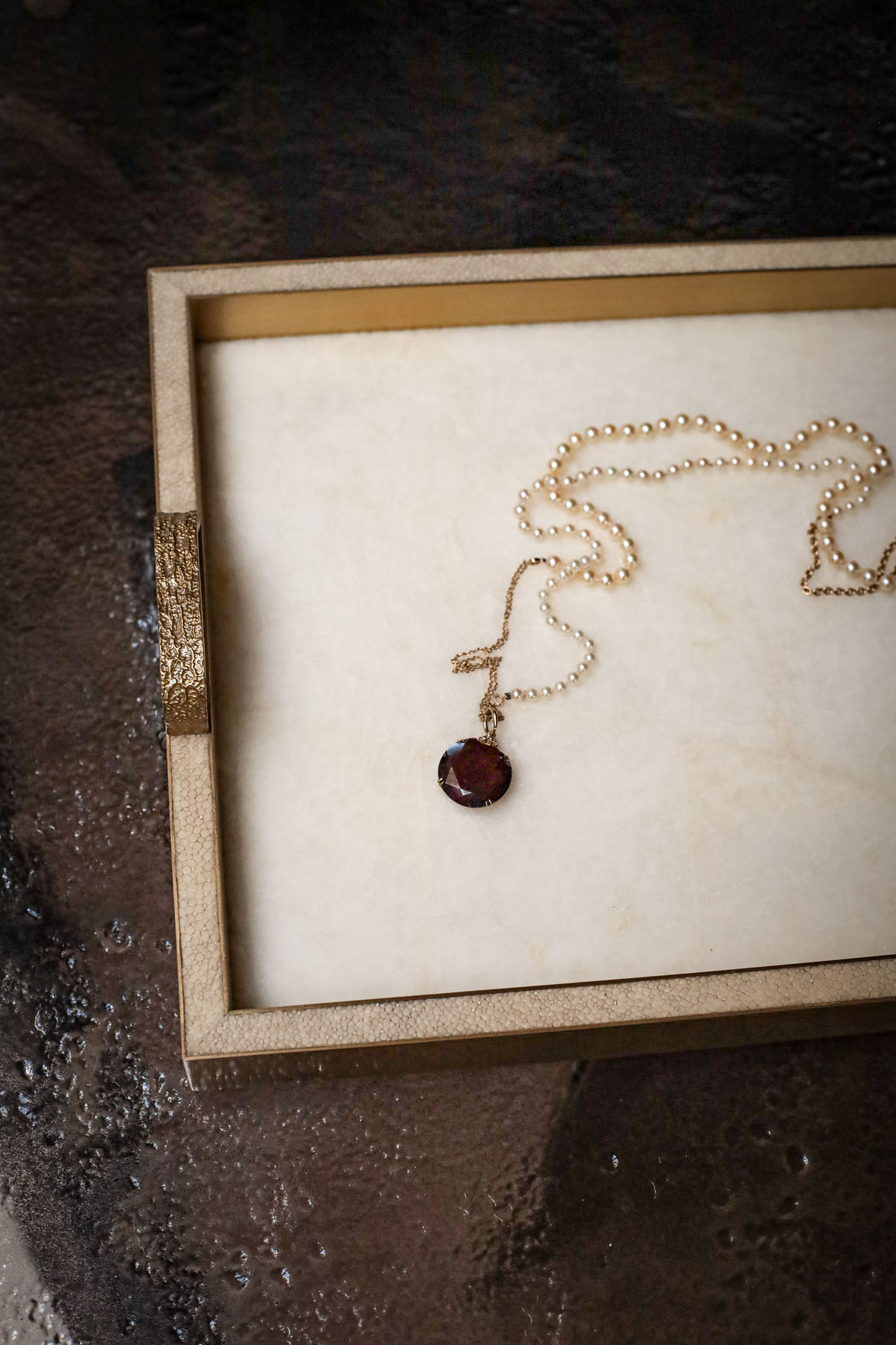 Поднос, горный хрусталь, латунь, Ginger Brown