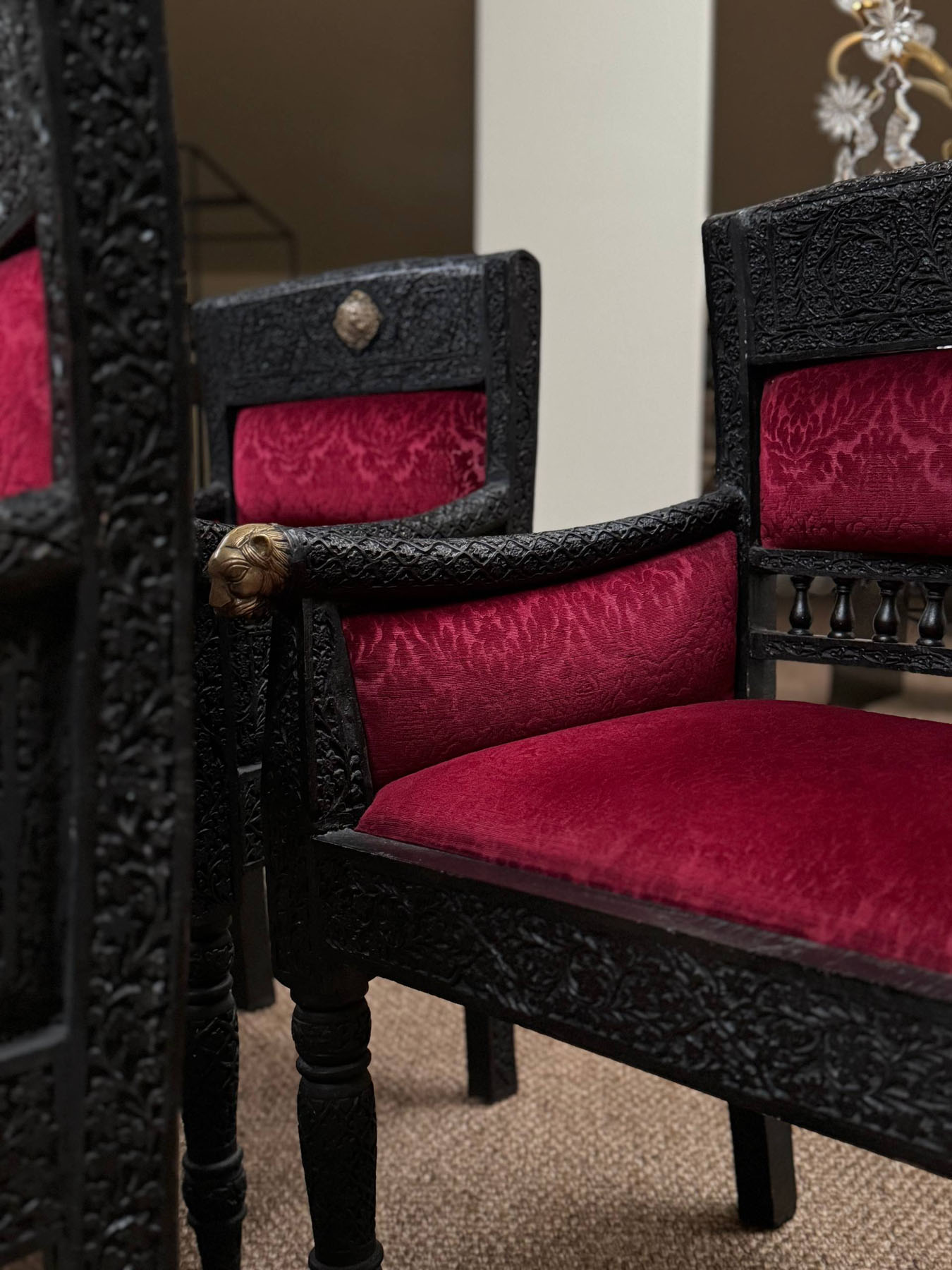 Кресла винтажные, дерево, латунь, Индия