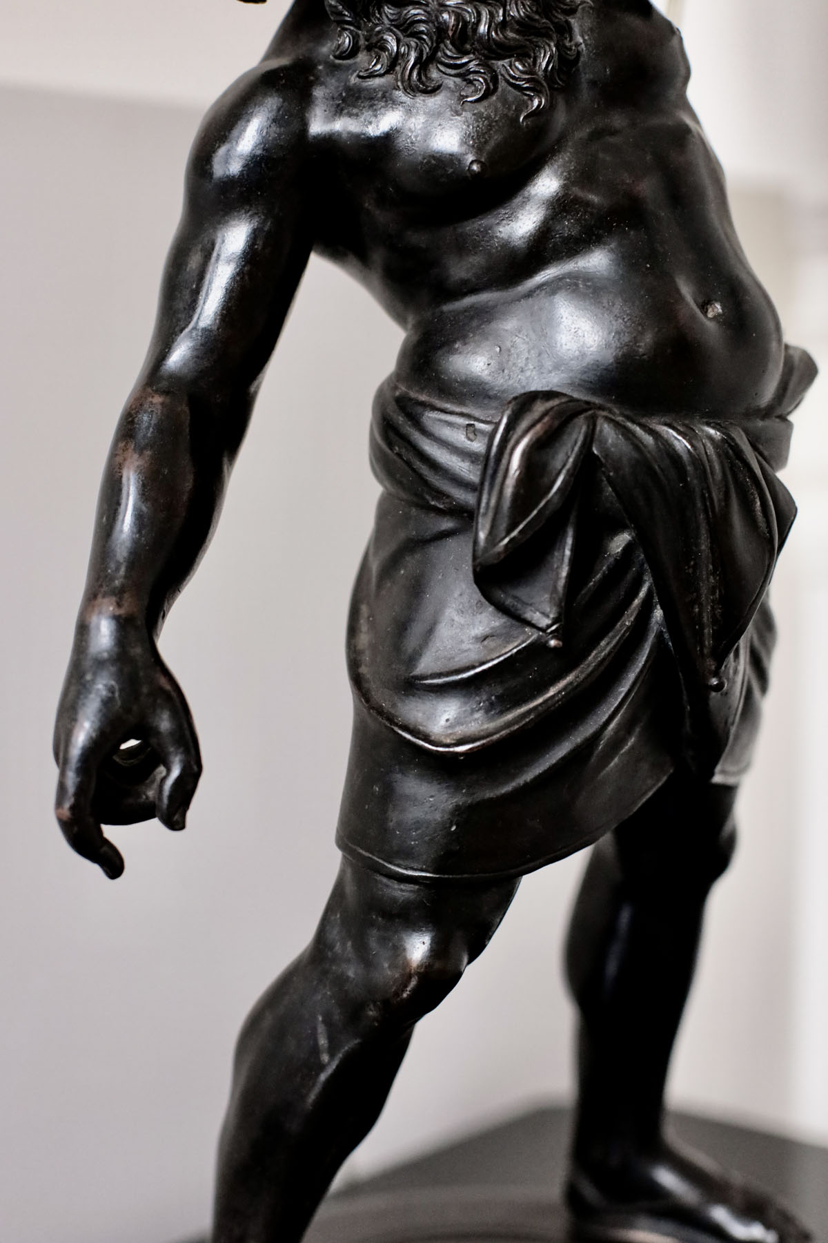 Антикварная скульптура (лампа) "Силен", Италия, конец XIX века (h 75см)