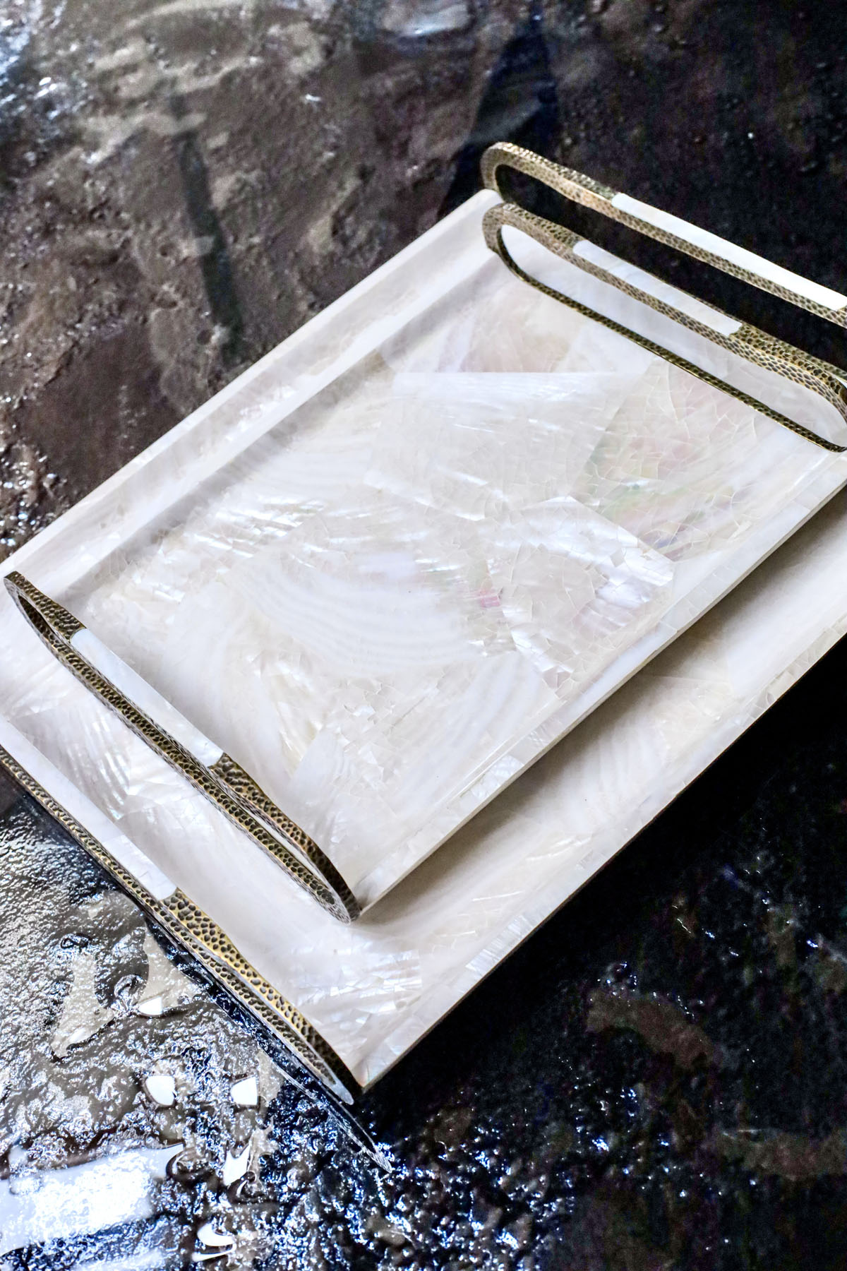 Поднос S, перламутр, латунь, Ginger Brown