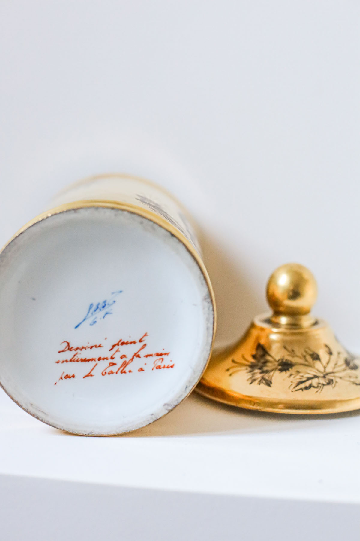 Чайница фарфоровая, золочение, Франция, Le Tallec, 1954 год