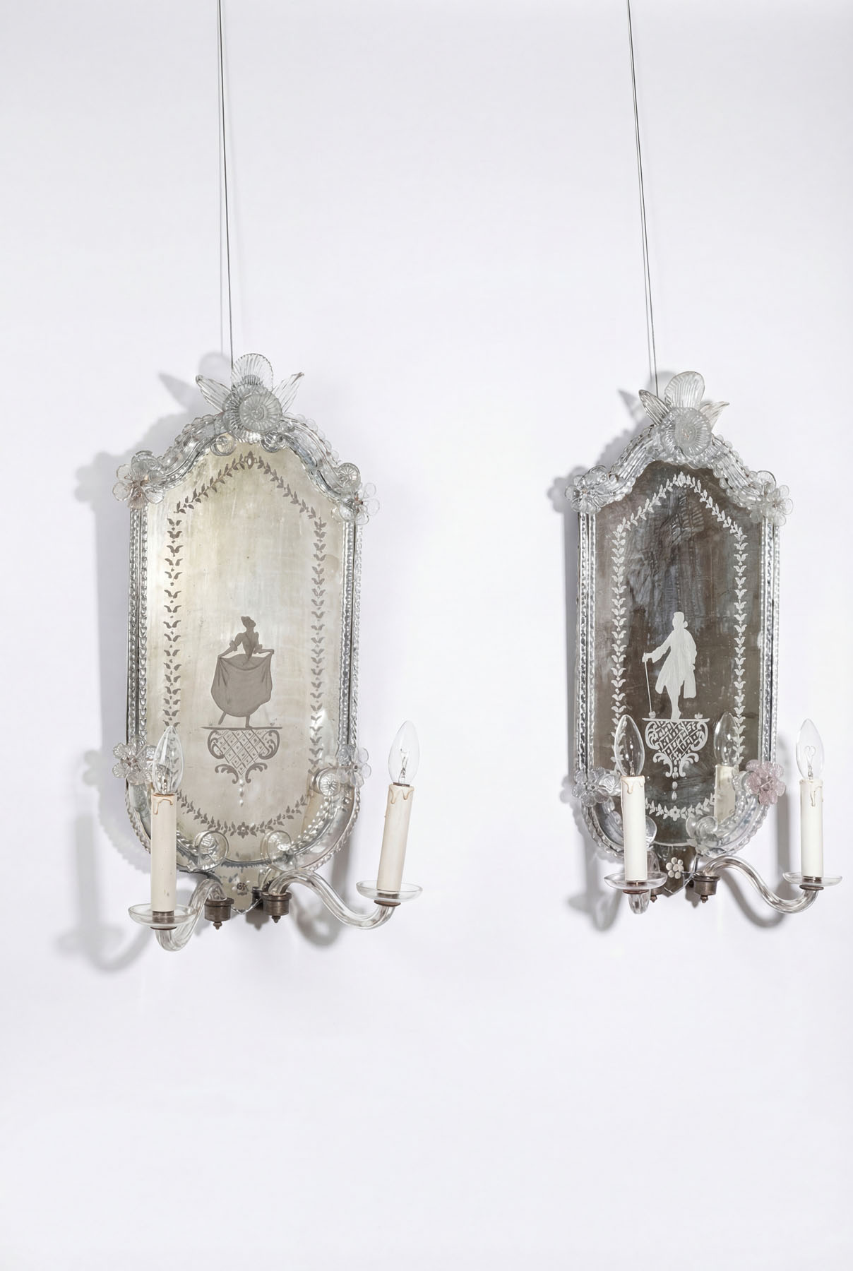 Зеркала настенные, муранское стекло, Венеция, около 1900 гг.