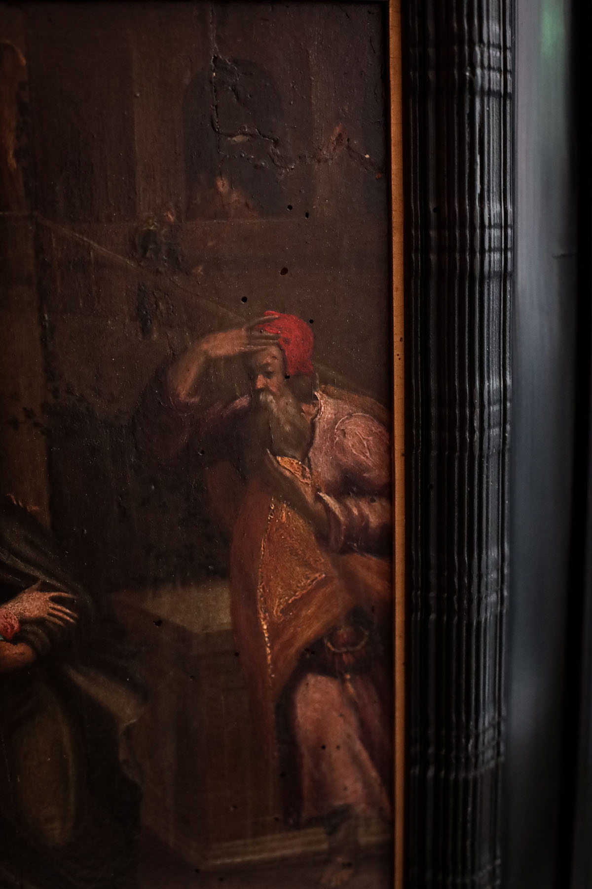 Картина "Встреча Богородицы и Елизаветы", подпись Carlo Chignani, масло, дерево, Италия, 17 век