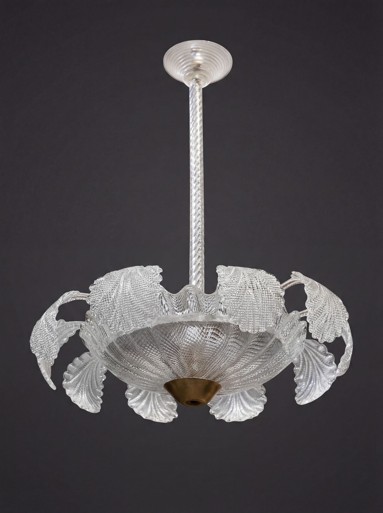 Люстра антикварная "Листья", в стиле Barovier, муранское стекло, Италия, первая половина XX века