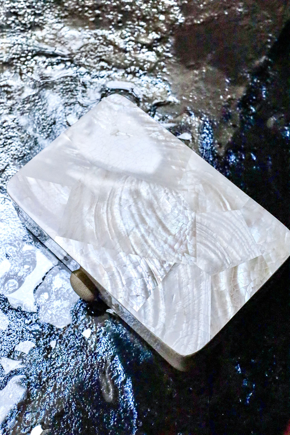 Шкатулка для украшений S, перламутр, кожа ската, латунь, Ginger Brown 